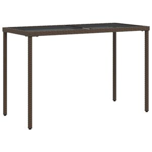 vidaXL Vrtna miza s stekleno plo&scaron;čo rjava 115x54x74 cm poli ratan