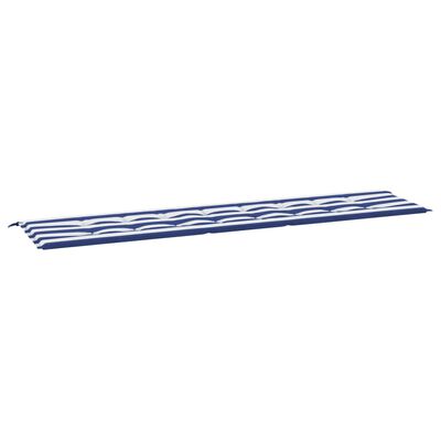 vidaXL Blazina za vrtno klop modre in bele črte 200x50x3 cm tkanina