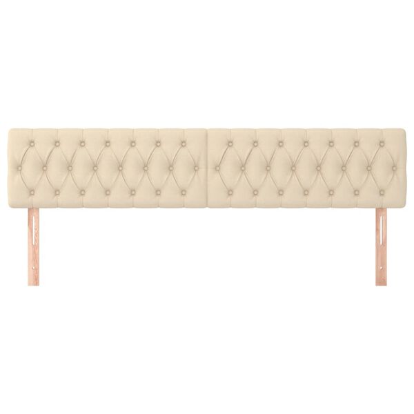 vidaXL Posteljno vzglavje 2 kosa krem 90x7x78/88 cm blago