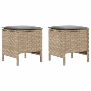 vidaXL Vrtnarski puf 2 Kos Bež in svetlo siva 38 x 38 x 45 cm PE ratan