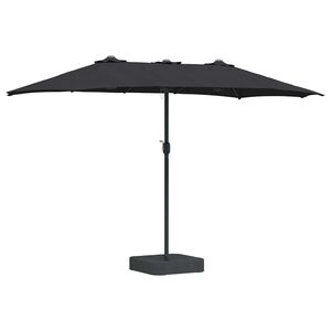 vidaXL Vrtni dežnik Črna 385 x 209 x 244 cm Poliester in jeklo