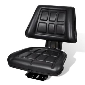 vidaXL Sedež za traktor s hrbtnim naslonjalom črne barve