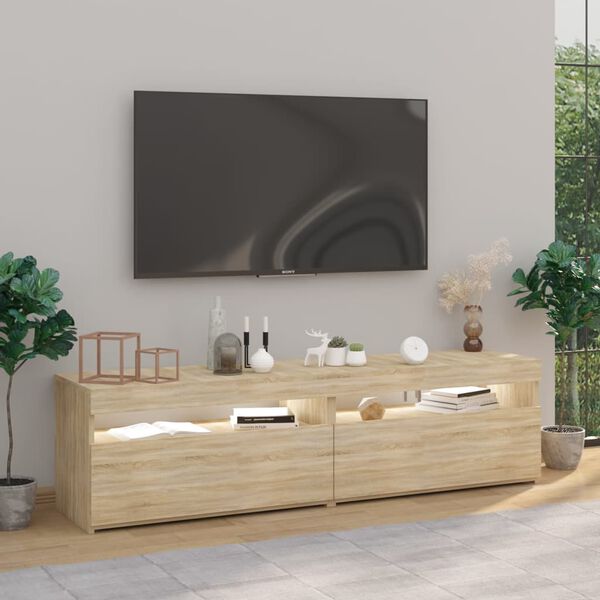 vidaXL TV omarica 2 kosa z LED lučkami sonoma hrast 75x35x40 cm