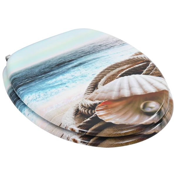 vidaXL Deska za WC školjko s pokrovom 2 kosa mediapan bisernica