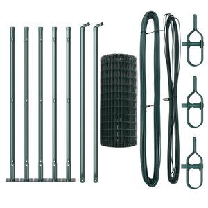 vidaXL Ograja s stebrom Zelena 0,4 x 10 m Jeklo in PVC