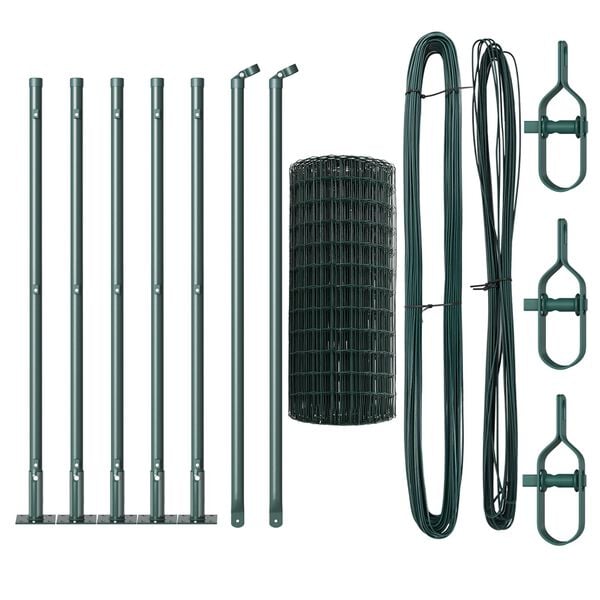 vidaXL Ograja s stebrom Zelena 0,4 x 10 m Jeklo in PVC