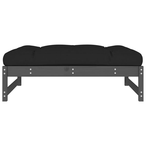 vidaXL Vrtni stolček za noge siv 120x80 cm trdna borovina