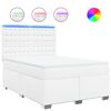 vidaXL Box spring postelja z vzmetnico bel 140x200 cm umetno usnje