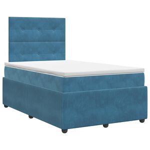 vidaXL Postelja boxspring z vzmetnico Modra 120 x 200 cm Žamet