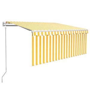 vidaXL Avtomatska tenda s senčilom LED + senzor 3x2,5 m rumena in bela
