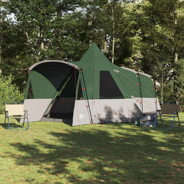 vidaXL Teepee šotor s streho s shranjevanjem Zelena 720 x 465 x 295 cm
