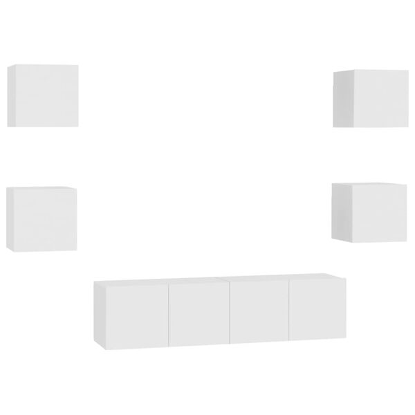 vidaXL Komplet TV omaric 6-delni bela iverna plo&scaron;ča