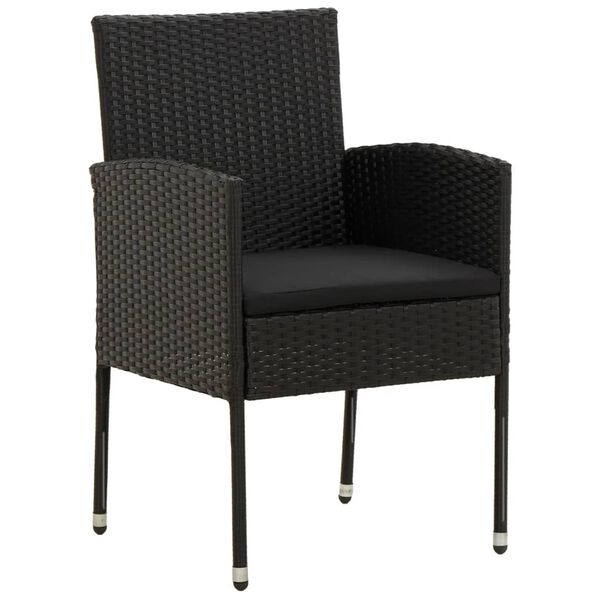 vidaXL Zunanja jedilna garnitura 3-delna poli ratan črna