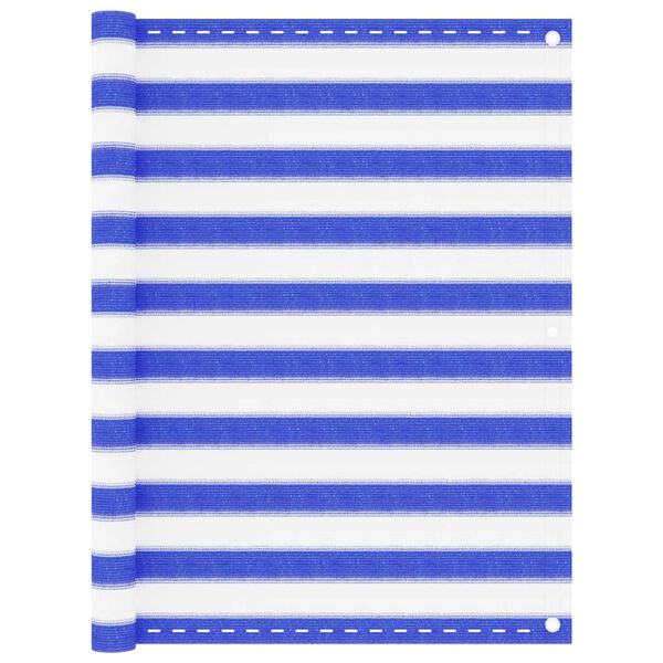 vidaXL Balkonsko platno modro in belo 120x500 cm HDPE