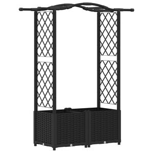 vidaXL Dvignjeno leži&scaron;če s trellisom in streho Črna 125 x 40 x 138 cm