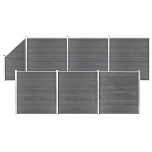 vidaXL WPC ograjni paneli 6 kvadratnih + 1 po&scaron;evni 1138x186 cm sivi