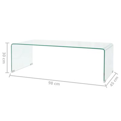vidaXL Klubska mizica iz kaljenega stekla 98x45x30 cm prozorna