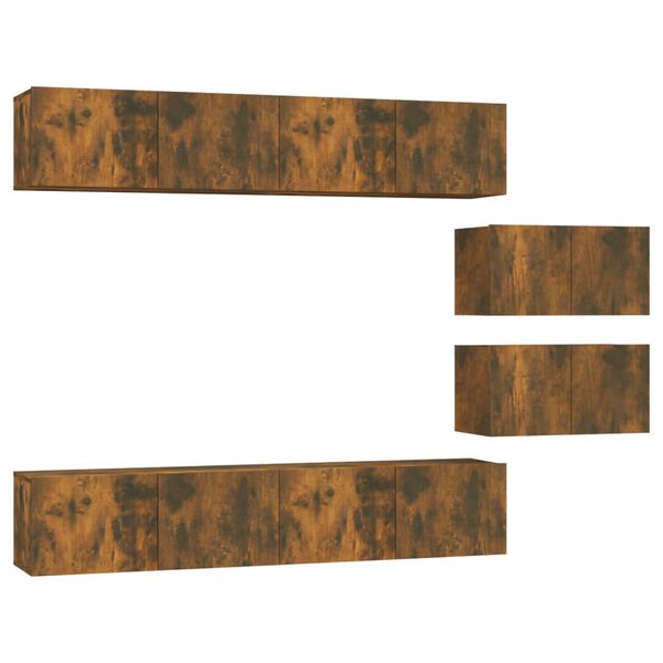 vidaXL Komplet TV omaric 6-delni dimljen hrast inženirski les