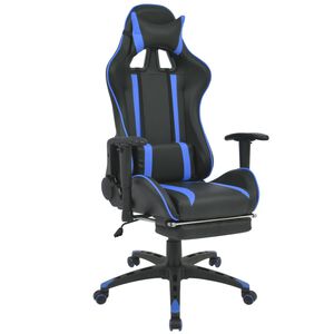 vidaXL Pisarni&scaron;ki stol s &scaron;portnim sedežem in oporo za noge modre barve