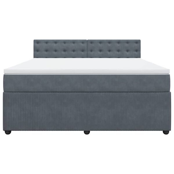 vidaXL Box spring postelja z vzmetnico temno siva 180x200 cm žamet