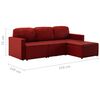 vidaXL Modularni kavč trosed z leži&scaron;čem vinsko rdeče umetno usnje