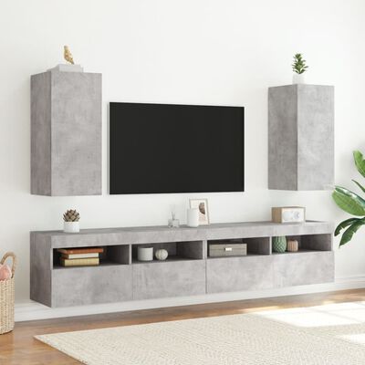 vidaXL Stenska TV omarica z LED lučkami betonsko siva 30,5x35x70 cm