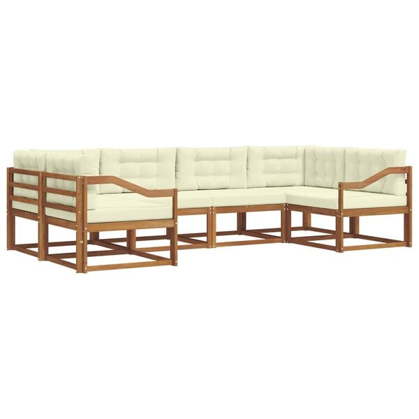 vidaXL Zunanja garnitura za sedenje z blazino 6 pcs Naravna in smetana