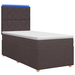 vidaXL Postelja boxspring z vzmetnico Temno rjava 90 x 190 cm Blago
