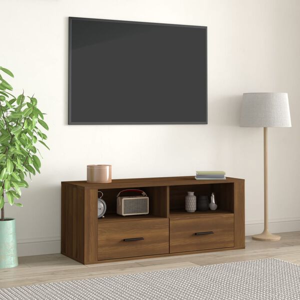 vidaXL TV omarica rjav hrast 100x35x40 cm inženirski les