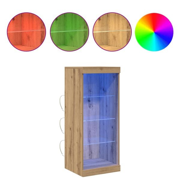 vidaXL LED bočni predalnik z LED lučmi Umetni hrast 41 x 37 x 100 cm