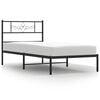 vidaXL Kovinski posteljni okvir z vzglavjem črn 90x200 cm