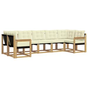 vidaXL Zunanja garnitura za sedenje z blazino 7 pcs Bela in krem