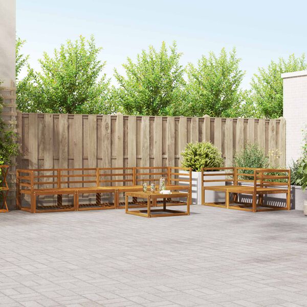 vidaXL Zunanja garnitura za sedenje z blazino 7 pcs Naravna in smetana