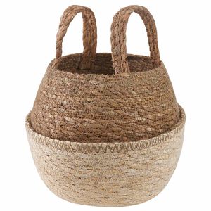 vidaXL Lonček za rastline z ročaji Bela &Oslash; 22 x 20 cm 100% morska trava