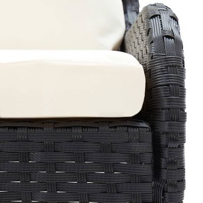 vidaXL Vrtni kotni kavči 2 kosa poli ratan črne barve