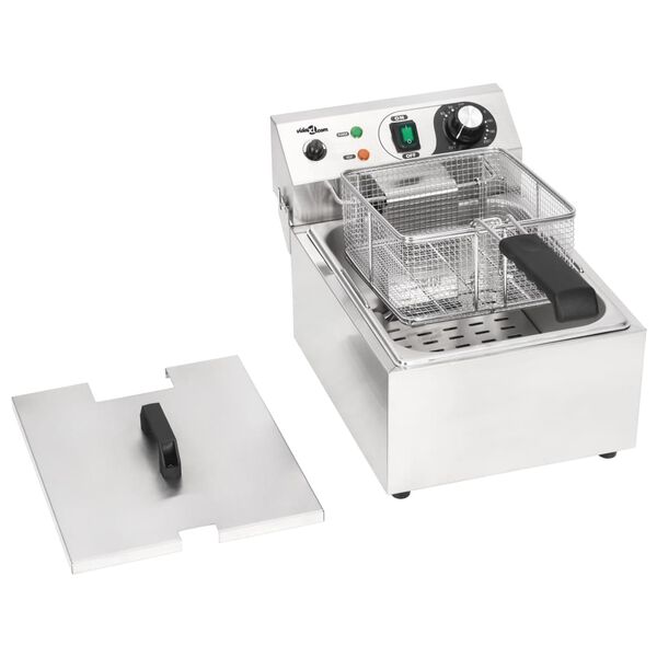 vidaXL Električni cvrtnik iz nerjavečega jekla 10 L 3000 W