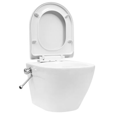 vidaXL Viseča WC školjka brez roba z bide funkcijo keramična bela