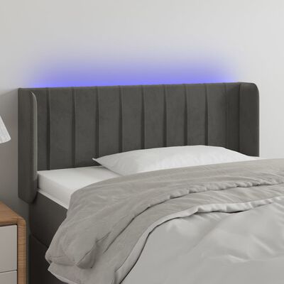vidaXL LED posteljno vzglavje temno sivo 83x16x78/88 cm žamet