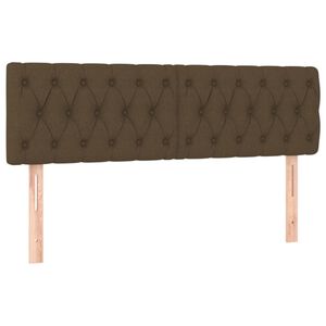 vidaXL Posteljno vzglavje temno rjava 144x7x78/88 cm blago