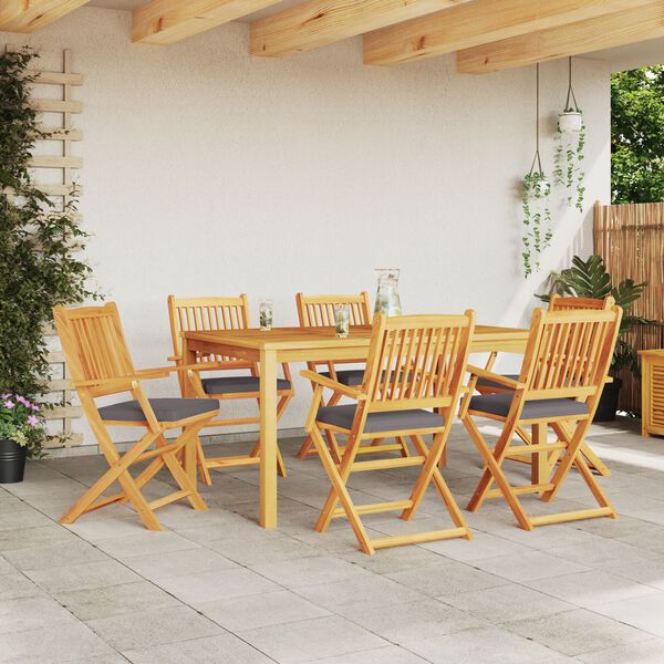 vidaXL Zložljiva stolica z blazino 6 pcs Siva 49 x 57.5 x 92cm