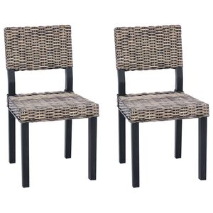 vidaXL Jedilni stol 2 pcs Črna pranja 46 x 55 x 84 cm Kubu rattan