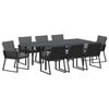 vidaXL Komplet za jedilnico v vrtu 9 pcs Črna poli ratan