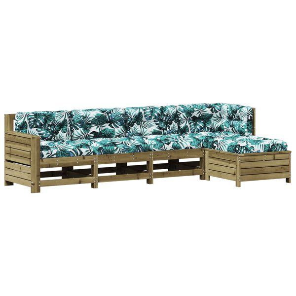 vidaXL Vrtna garnitura 5-delna z blazinami impregnirana trdna borovina