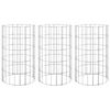 vidaXL Okrogle visoke grede gabion 3 kosi pocinkano jeklo &Oslash;30x50 cm