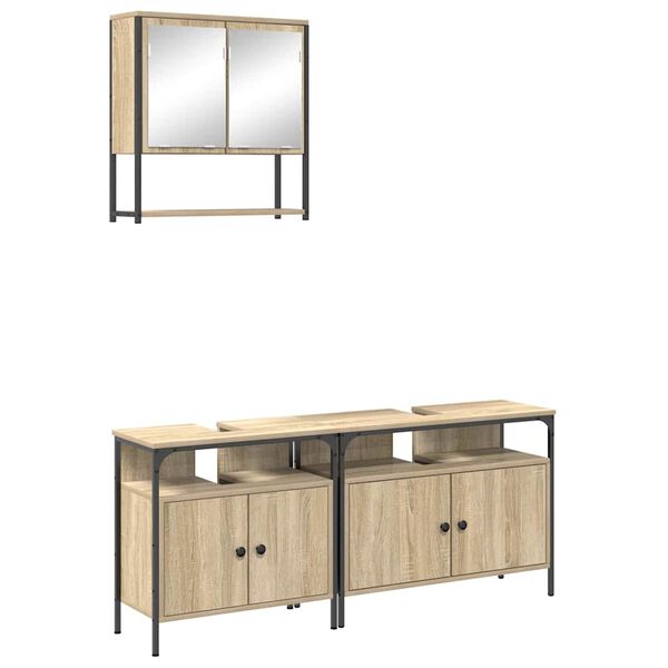 vidaXL Komplet pohištva za kopalnico 3 pcs Rjava 80 x 30 x 60 cm