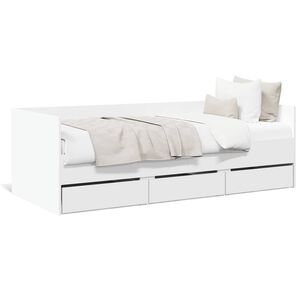 vidaXL Dnevna postelja s predali brez vzmetnice bela 100x200 cm