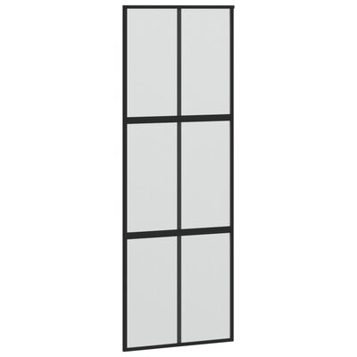 vidaXL Drsna vrata črna 76x205 cm kaljeno steklo in aluminij