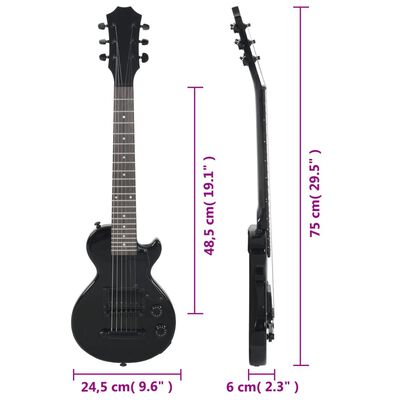 vidaXL Otroška električna kitara s torbo črna 3/4 30"