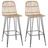 vidaXL Barski stol 2 kos Naravna 44 x 55 x 109 cm Rattan in jeklo