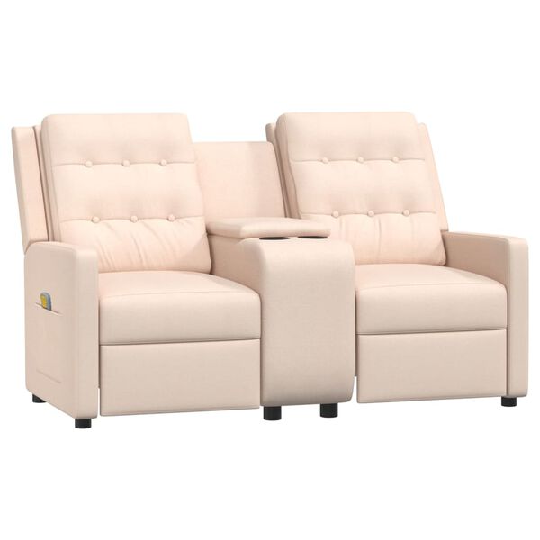 vidaXL Masažni dvosed z držali za skodelico krem